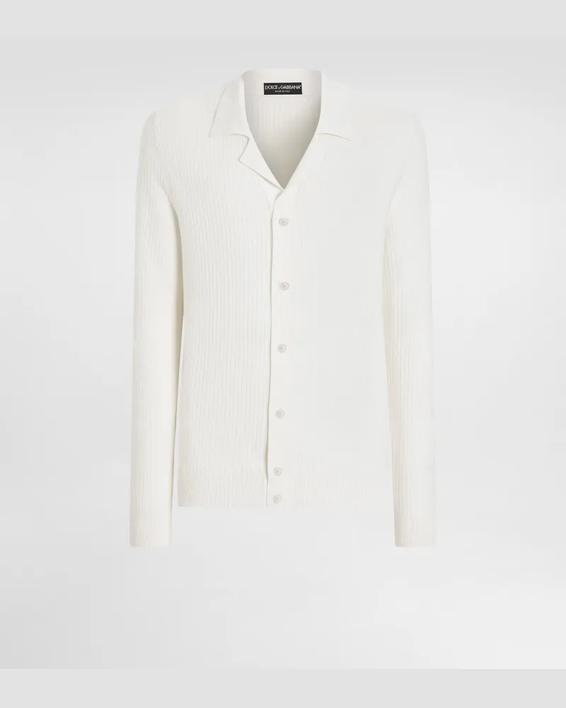 Dolce & Gabbana Camicia In Maglia Di Cotone Punto Traforato - Uomo Maglieria Bianco Bianco