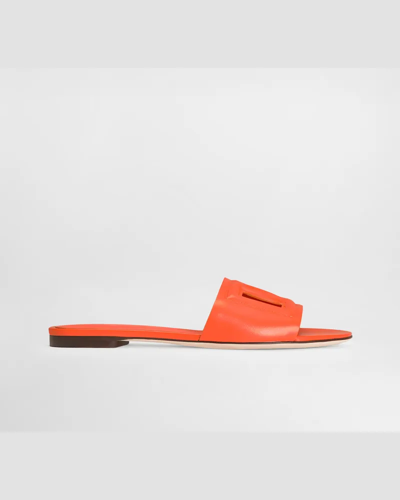 Dolce & Gabbana Slide In Pelle Di Vitello E Logo Dg Millennials - Donna Slide E Mule Arancione Pelle Arancio