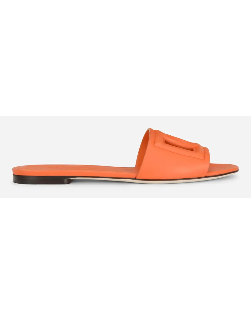 Dolce & Gabbana Slide In Pelle Di Vitello E Logo Dg Millennials - Donna Slide E Mule Arancione Pelle Arancio