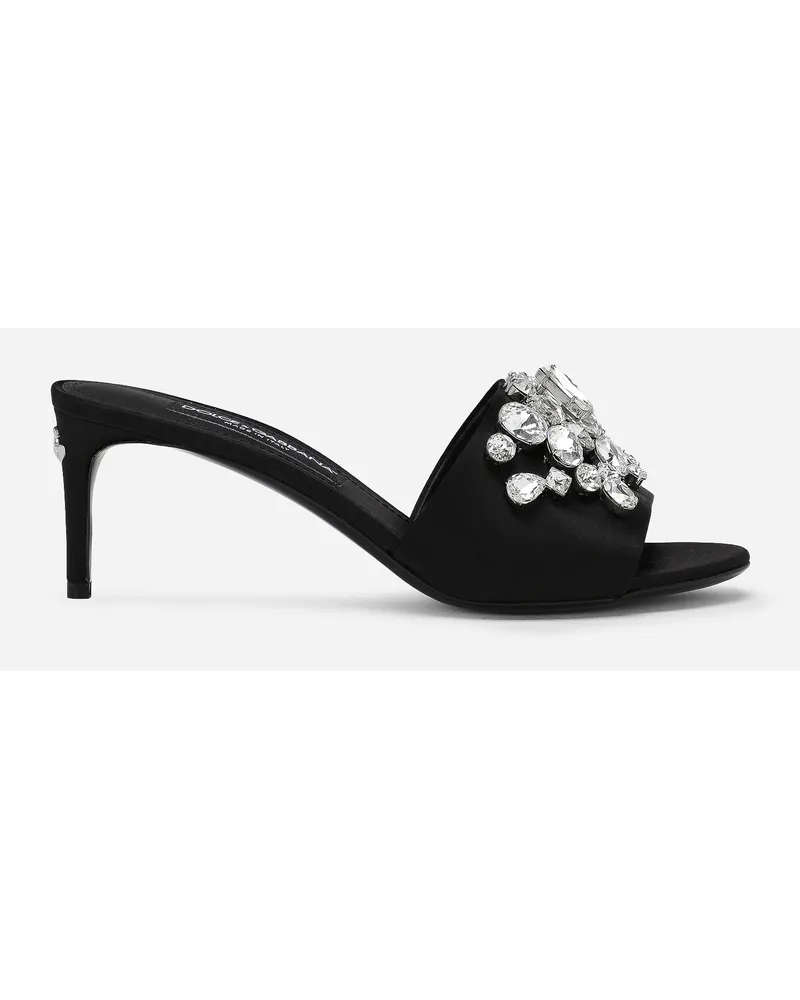 Dolce & Gabbana Mule In Raso Con Ricamo - Donna Slide E Mule Multicolore Nero