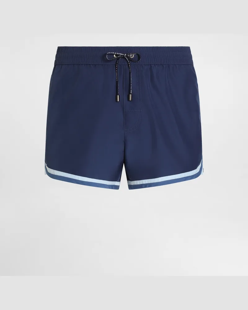Dolce & Gabbana Boxer Da Mare In Tela - Uomo Beachwear Blu Blu