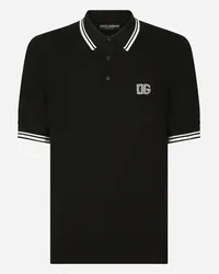 Dolce & Gabbana Polo Manica Corta Con Ricamo Logo Dg - Uomo Maglieria Nero Nero