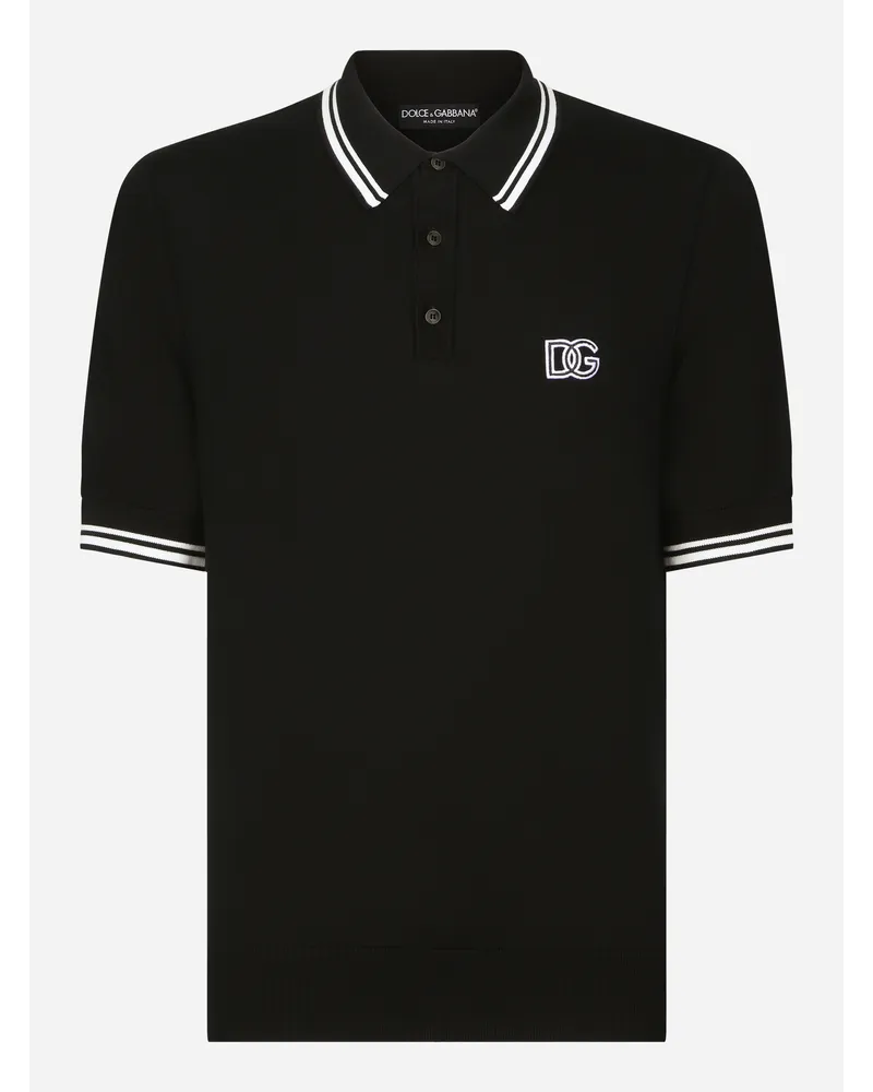 Dolce & Gabbana Polo Manica Corta Con Ricamo Logo Dg - Uomo Maglieria Nero Nero