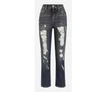 Jeans Boyfriend In Denim Con Rotture - Donna Denim Multicolore Cotone
