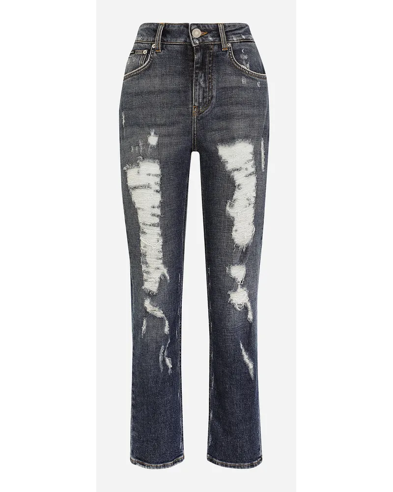 Dolce & Gabbana Jeans Boyfriend In Denim Con Rotture - Donna Denim Multicolore Cotone Variante