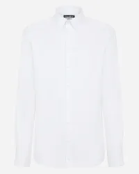 Dolce & Gabbana Camicia Martini In Cotone Micro Jacquard - Uomo Camicie Bianco Cotone Bianco