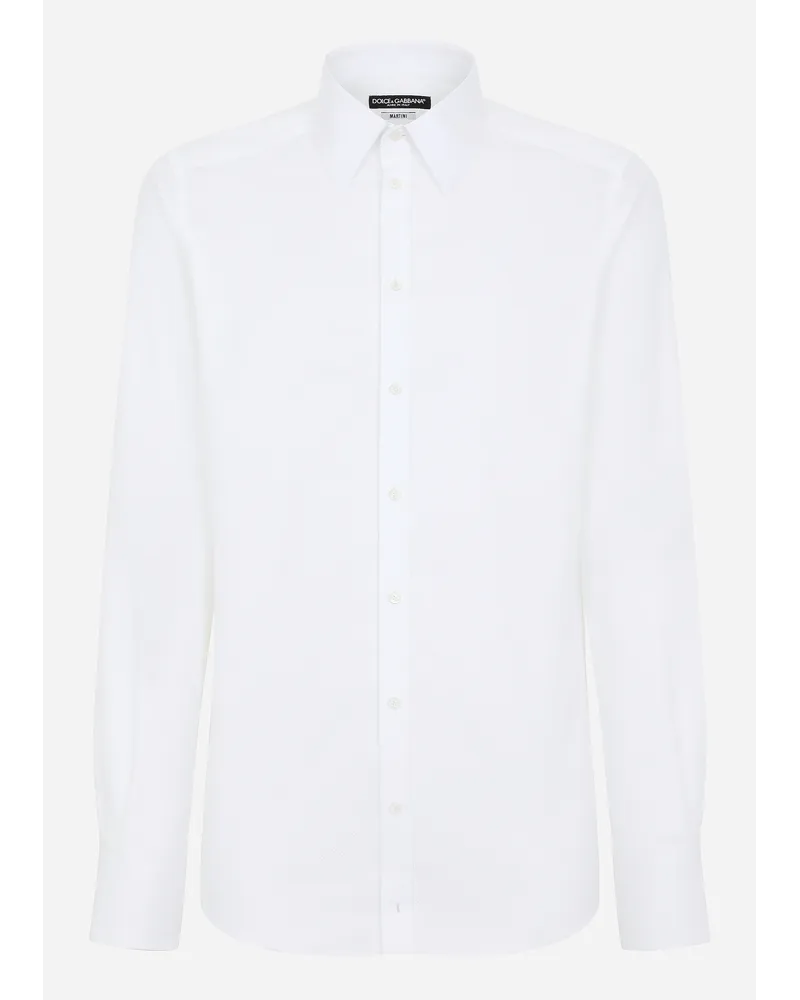 Dolce & Gabbana Camicia Martini In Cotone Micro Jacquard - Uomo Camicie Bianco Cotone Bianco