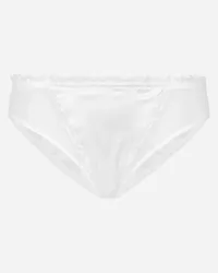 Dolce & Gabbana Slip In Tulle Con Raso - Donna Intimo Bianco Bianco