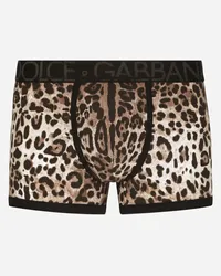 Dolce & Gabbana Boxer Regular Jersey Bielastico Stampa Leo - Uomo Intimo E Loungewear Stampa Animalier Cotone Leo