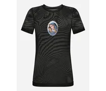 Tulle T-shirt With Sacred Image Patch - Donna T-shirts E Felpe Multicolore Tulle