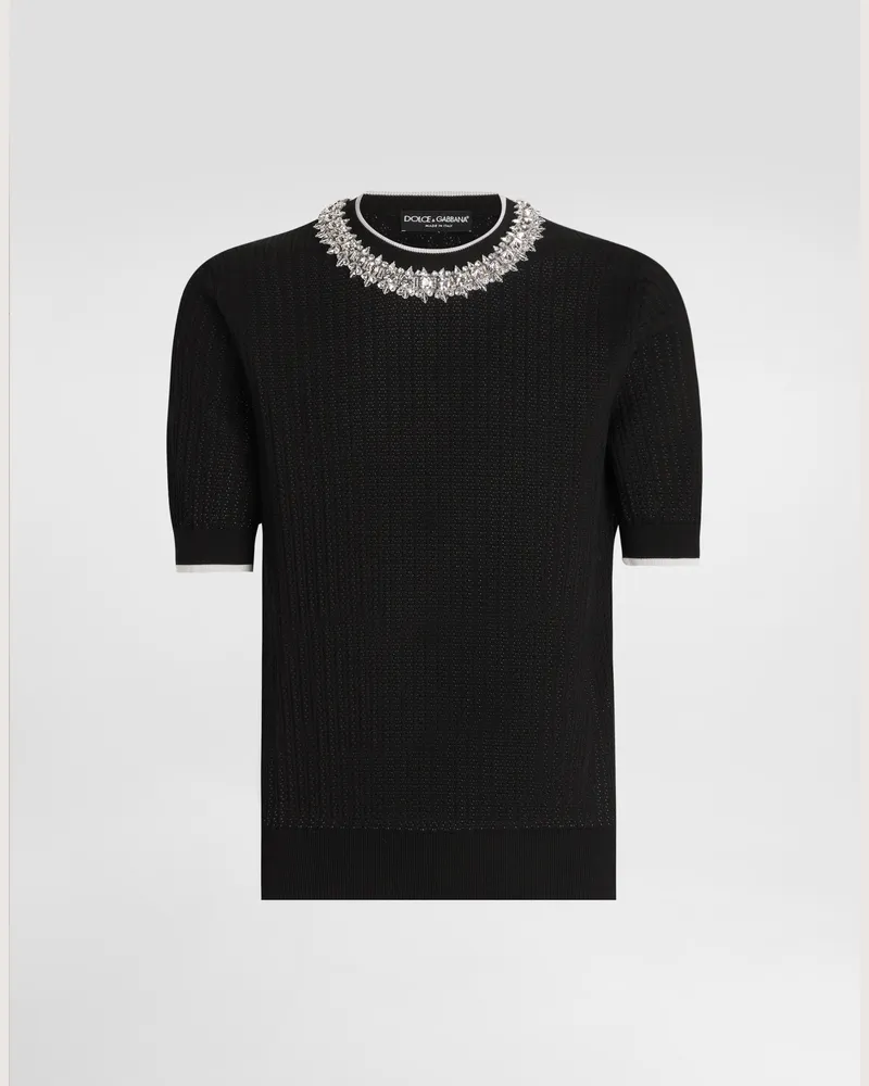 Dolce & Gabbana Pullover Girocollo In Cotone - Uomo Maglieria Nero Nero