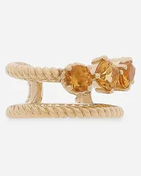 Dolce & Gabbana Orecchino Singolo Con Doppio Earcuff In Oro Giallo 18k Con Citrini - Donna Orecchini Oro Oro Oro