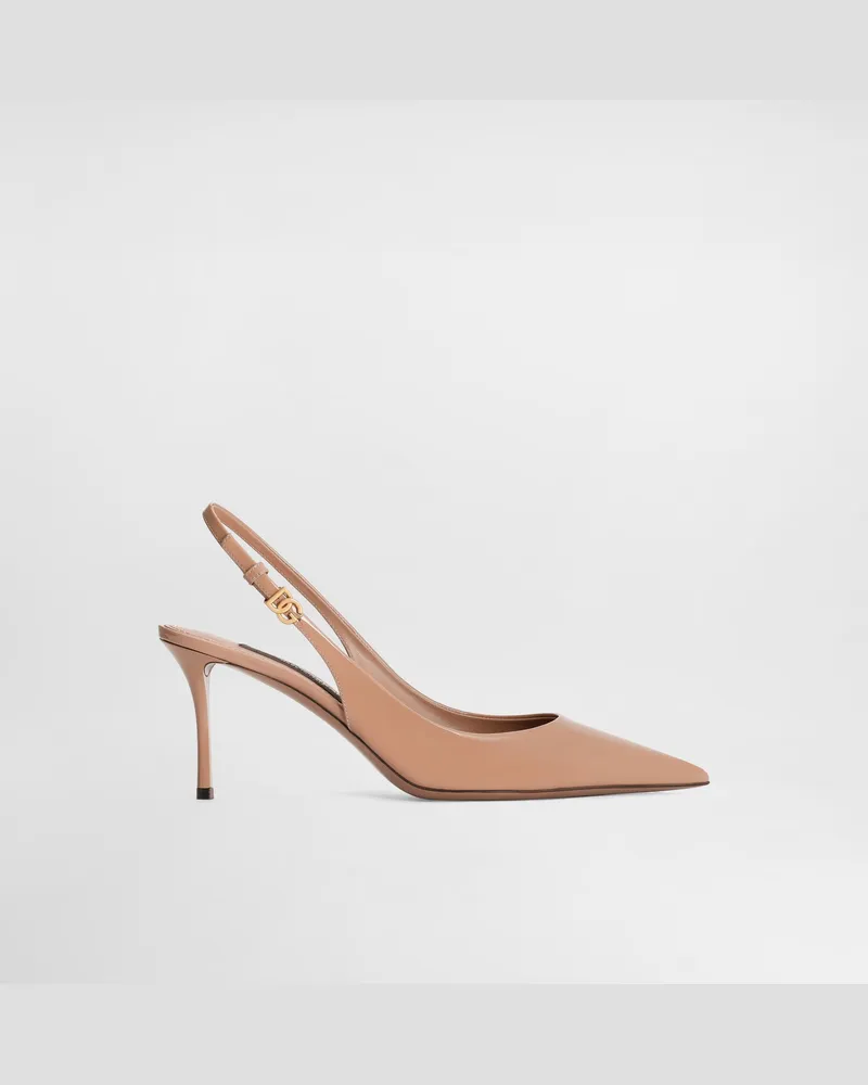 Dolce & Gabbana Slingback In Vernice - Donna Décolleté E Slingback Beige Pelle Beige