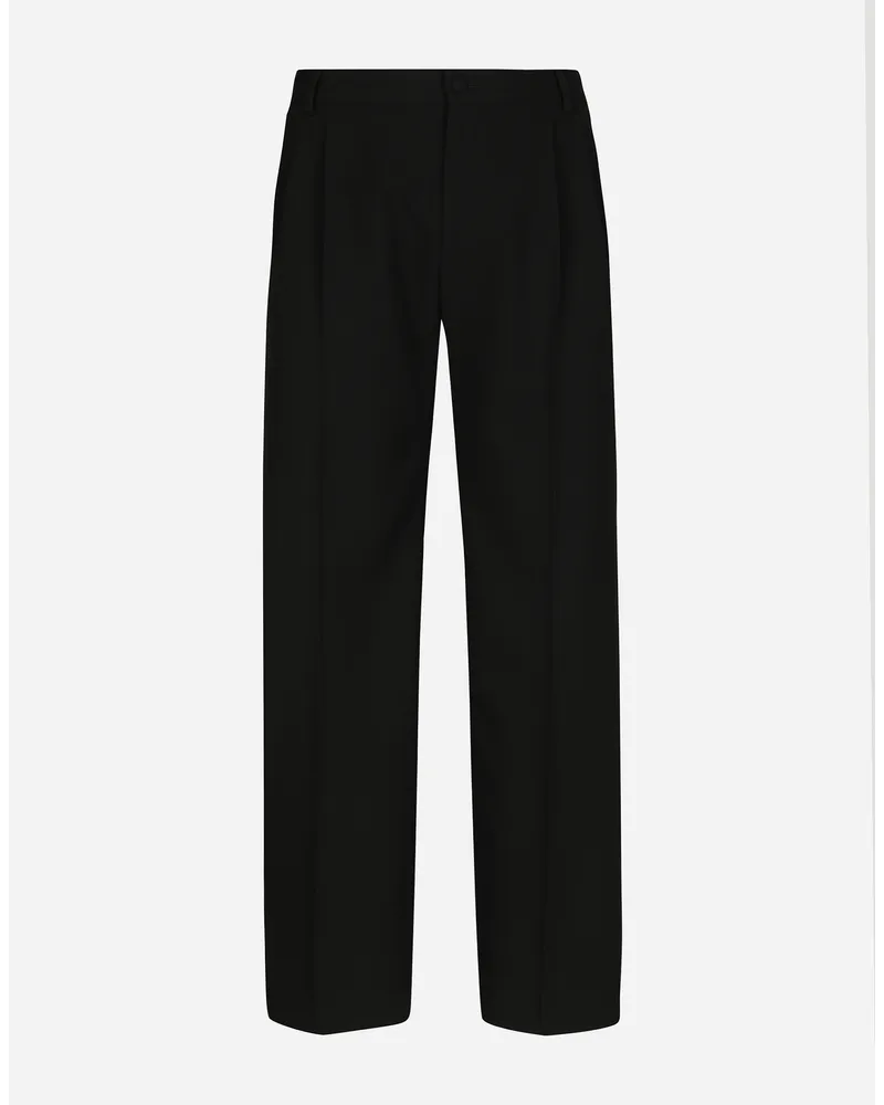 Dolce & Gabbana Pantalone Sartoriale Con Pinces In Lana - Uomo Pantaloni E Shorts Nero Nero