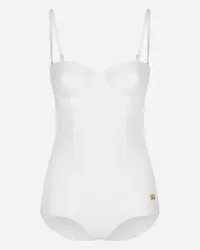 Dolce & Gabbana Costume Intero A Balconcino - Donna Beachwear Bianco Jersey Bianco