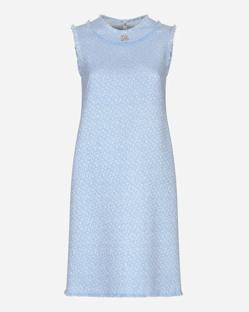 Dolce & Gabbana Abito Senza Maniche In Tweed Rachel Con Logo Dg - Donna Abiti Azzurro Azzurro