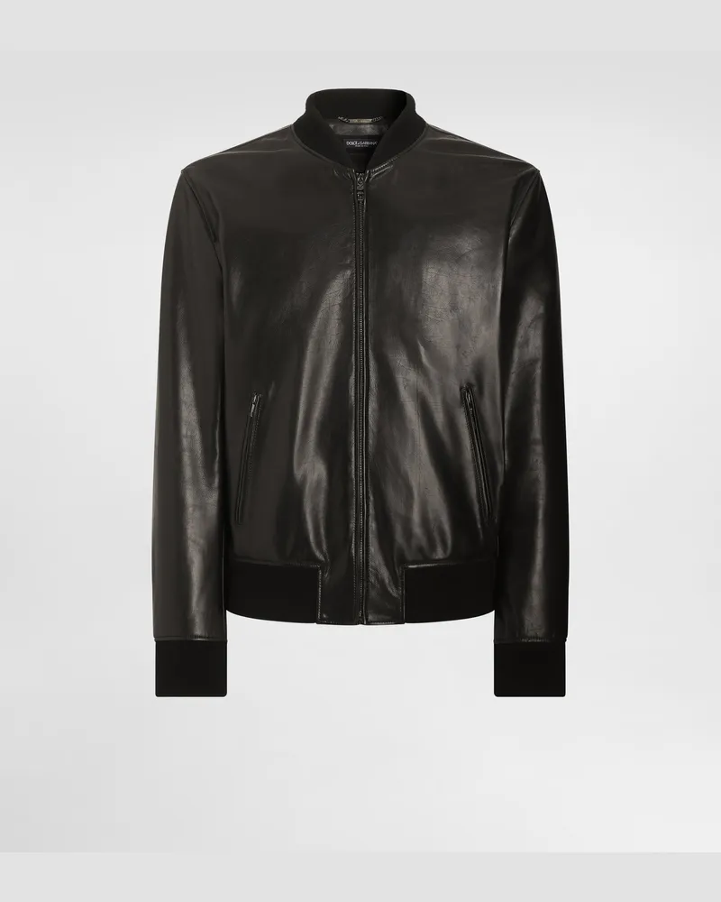 Dolce & Gabbana Bomber In Pelle Di Vitello - Uomo Cappotti E Giubbotti Nero Nero
