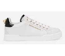Dolce & Gabbana Sneakers Portofino In Vitello Nappato Con Lettering - Donna Sneaker Bianco Pelle Bianco