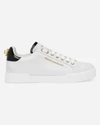 Dolce & Gabbana Sneakers Portofino In Vitello Nappato Con Lettering - Donna Sneaker Bianco Pelle Bianco