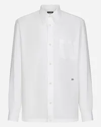 Dolce & Gabbana Camicia Hawaii Lino Con Dg Hardware - Uomo Camicie Bianco Lino Bianco