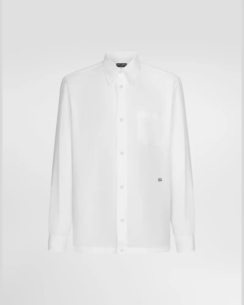 Dolce & Gabbana Camicia Hawaii Lino Con Dg Hardware - Uomo Camicie Bianco Lino Bianco