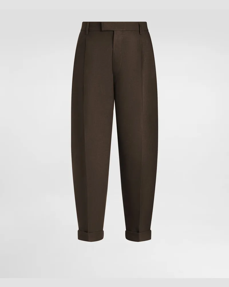 Dolce & Gabbana Pantaloni In Tela Di Lino - Uomo Pantaloni E Shorts Marrone Marrone