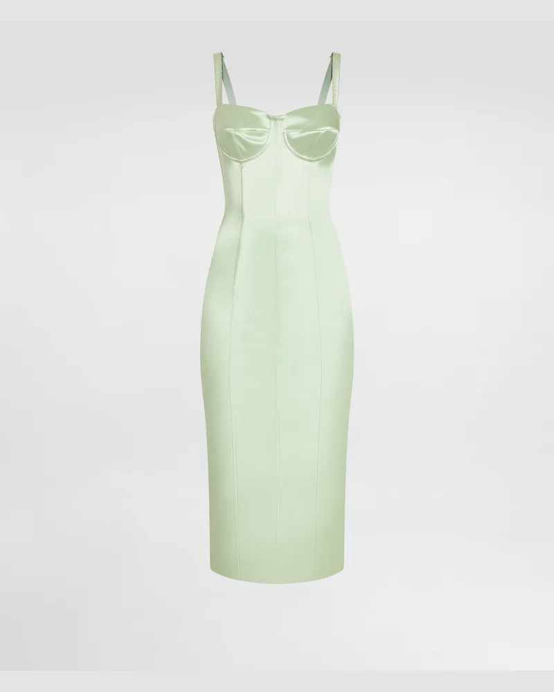 Dolce & Gabbana Abito In Raso Stretch - Donna Abiti Verde Raso Verde