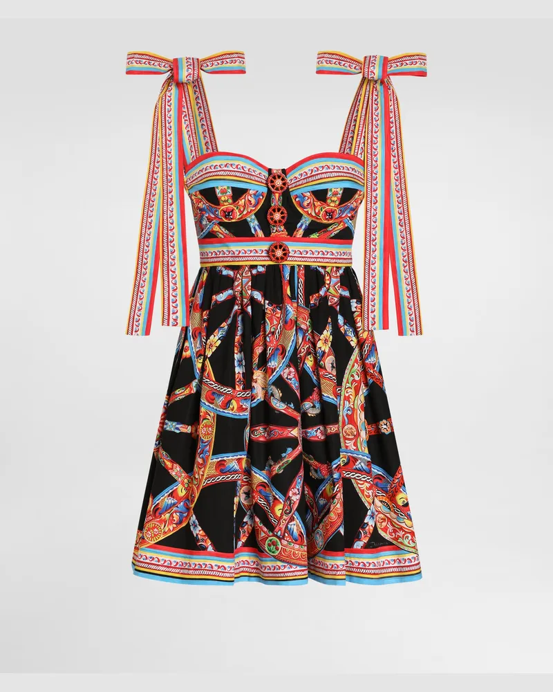 Dolce & Gabbana Abito In Popeline Stampa Carretto - Donna Abiti Multicolore Variante