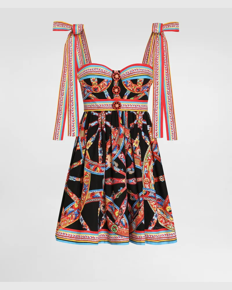Dolce & Gabbana Abito In Popeline Stampa Carretto - Donna Abiti Multicolore Variante