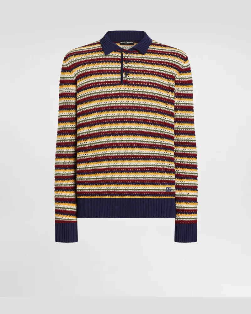 Dolce & Gabbana Polo In Cotone Rigato - Uomo Maglieria Multicolore Multicolore