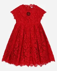 Dolce & Gabbana Abito In Pizzo Cordonetto Con Ricamo Gioiello - Donna Rosso Rosso