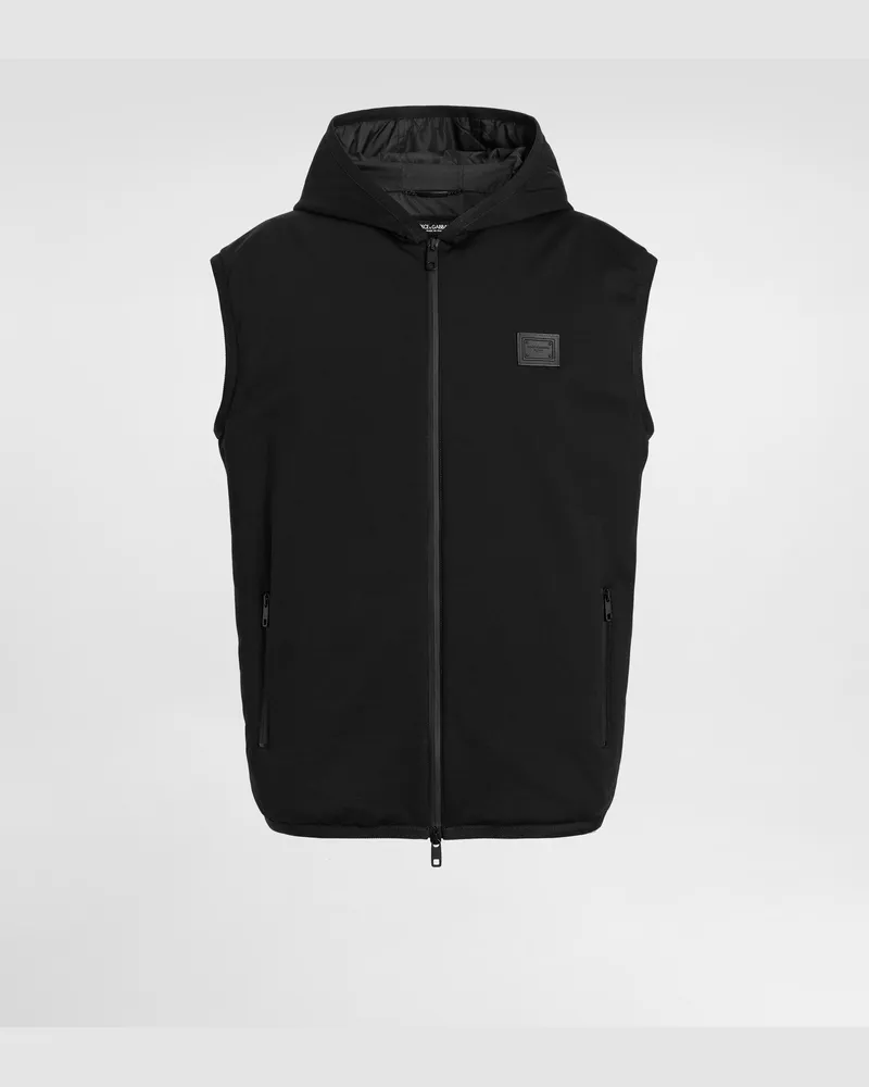 Dolce & Gabbana Gilet In Tessuto Tecnico Con Cappuccio - Uomo Cappotti E Giubbotti Nero Nero