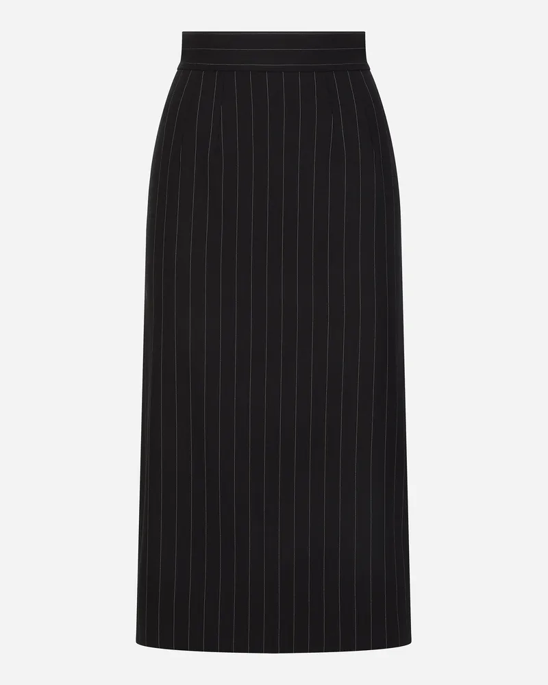 Dolce & Gabbana Gonna Longuette In Gessato Di Lana - Donna Gonne Multicolore Rigato