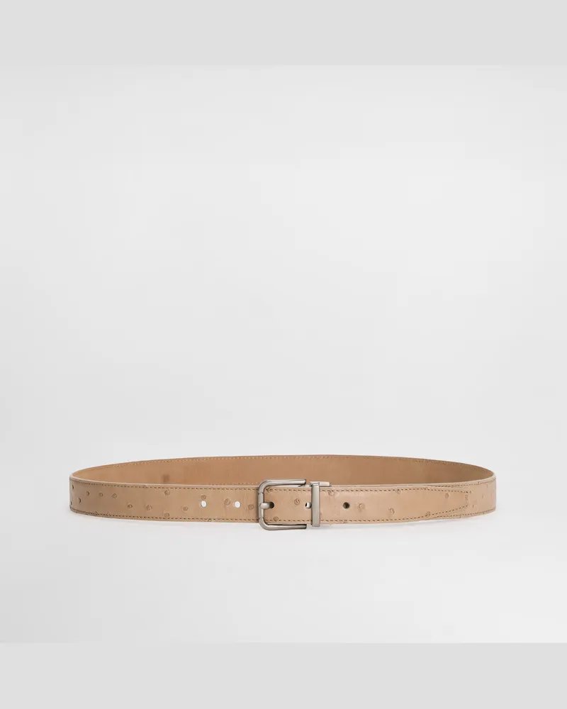 Dolce & Gabbana Cintura In Struzzo - Uomo Cinture Beige Beige