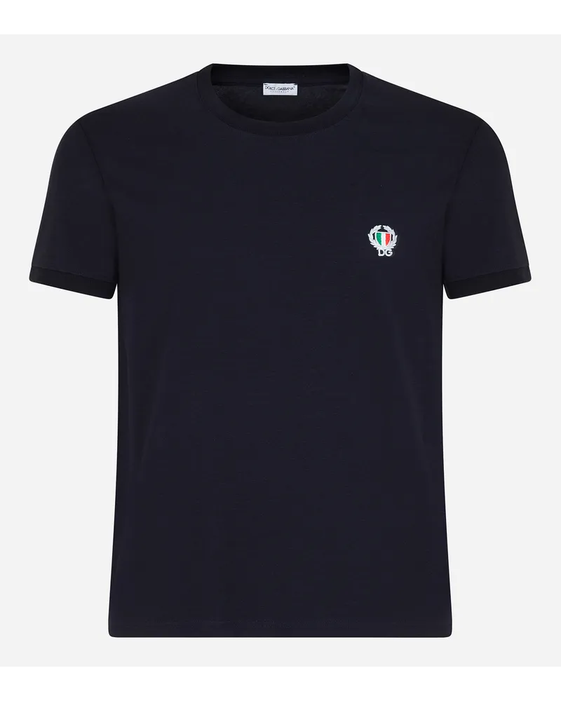Dolce & Gabbana T-shirt Girocollo In Cotone Stretch - Uomo Intimo E Loungewear Blu Blue