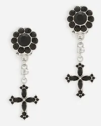 Dolce & Gabbana Orecchini Pendenti Con Croci - Donna Bijoux Multicolore Metallo Nero