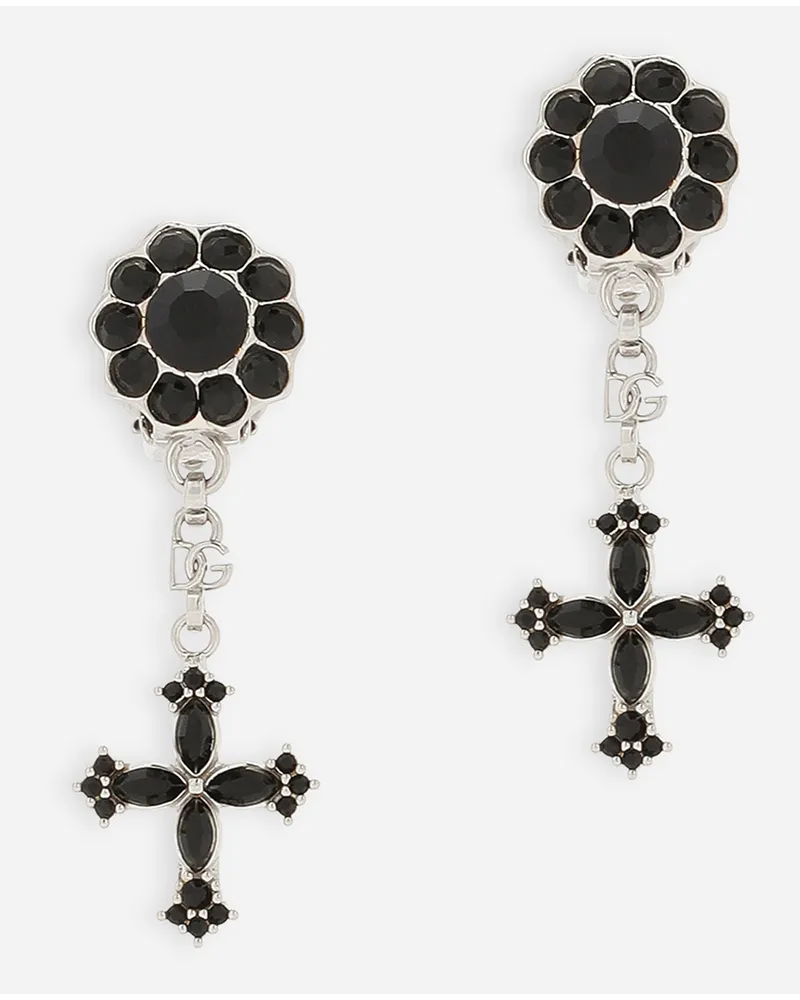 Dolce & Gabbana Orecchini Pendenti Con Croci - Donna Bijoux Multicolore Metallo Nero