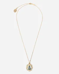 Dolce & Gabbana D.d. Pendant In Yellow 18kt Gold And Antique Cheramic Miniature - Donna Collane Oro Oro