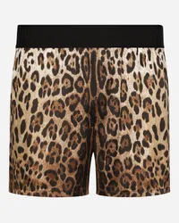 Dolce & Gabbana Shorts In Seta Stampa Leo - Uomo Intimo E Loungewear Stampa Animalier Leo