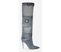 Dolce & Gabbana Patchwork Denim Boots - Donna Stivali E Stivaletti Blu Denim Blu