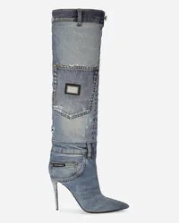 Dolce & Gabbana Patchwork Denim Boots - Donna Stivali E Stivaletti Blu Denim Blu