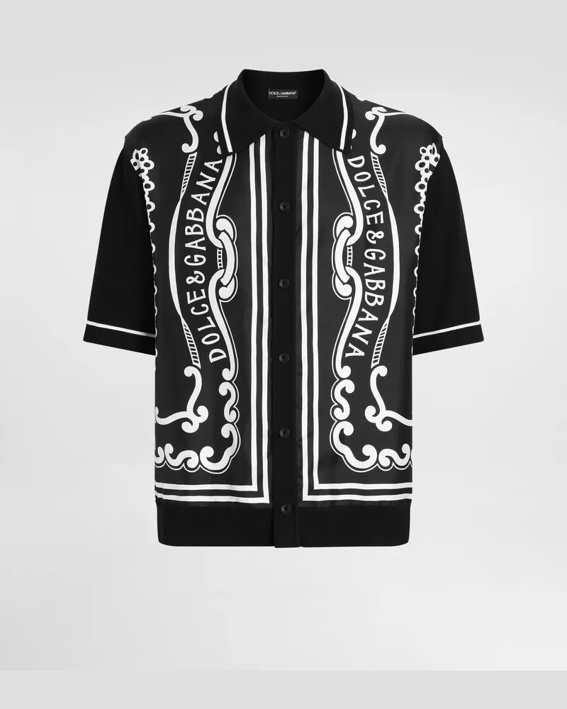 Dolce & Gabbana Camicia In Seta E Cotone Stampa Bandana - Uomo Maglieria Stampa Stampa