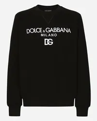 Dolce & Gabbana Felpa Jersey Con Ricamo Dg - Uomo Felpe Nero Cotone Nero