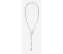 Rosary Necklace With Chain Detailing - Donna Bijoux Argento Metallo