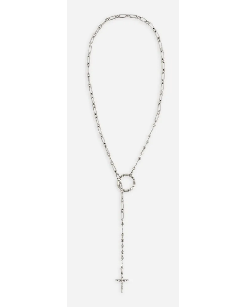 Dolce & Gabbana Rosary Necklace With Chain Detailing - Donna Bijoux Argento Metallo Argento