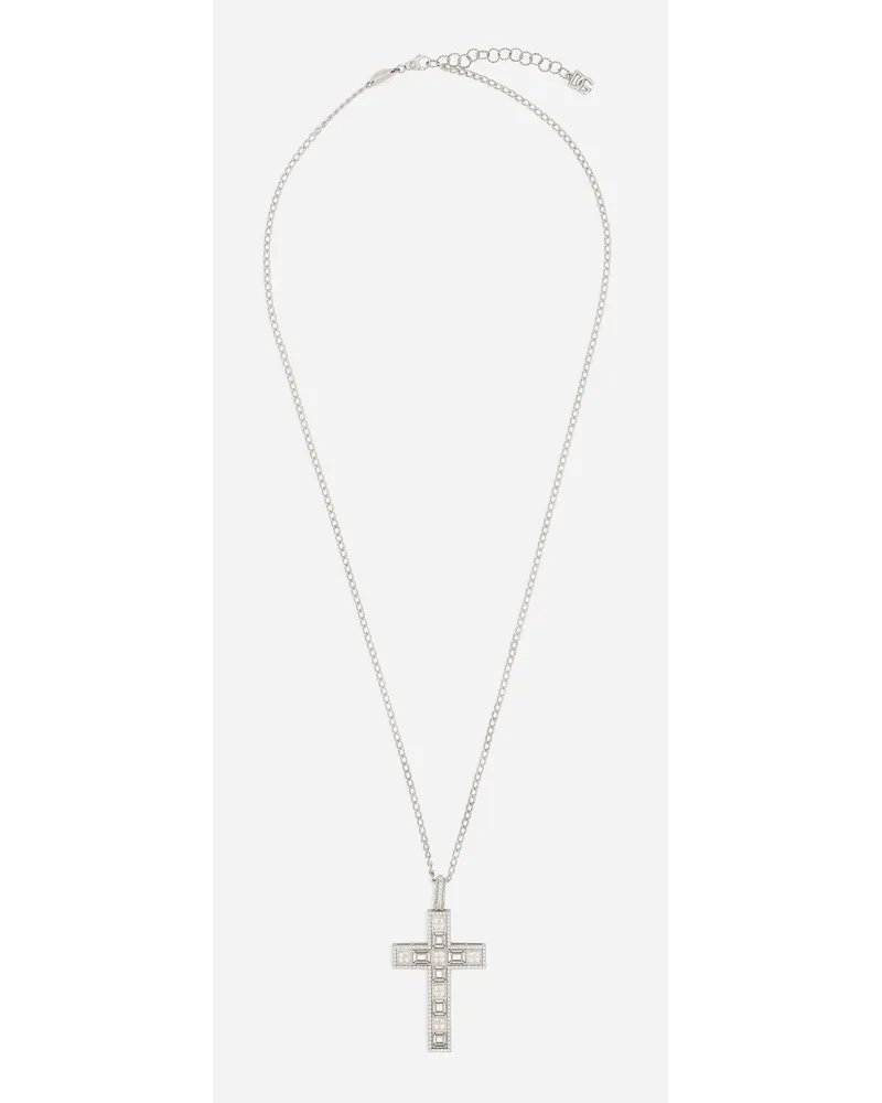 Dolce & Gabbana Pendente Tradition In Oro Bianco 18kt Con Diamanti - Uomo Collane Bianco Oro Bianco