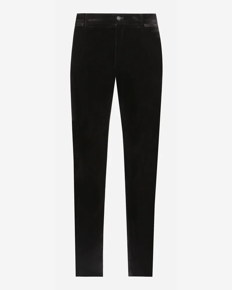 Dolce & Gabbana Pantalone Classico Tuxedo In Velluto - Uomo Pantaloni E Shorts Nero Nero