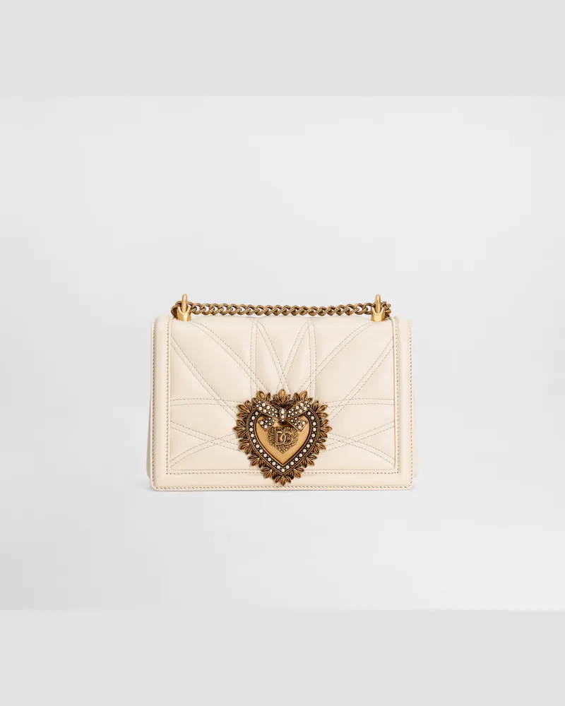 Dolce & Gabbana Borsa A Spalla Devotion Media - Donna Borse A Spalla E Tracolla Panna Pelle Panna