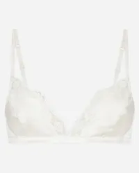 Dolce & Gabbana Reggiseno Soft Cup In Raso Con Pizzo - Donna Intimo Bianco Seta Bianco