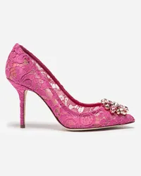 Dolce & Gabbana Pump In Taormina Lace With Crystals - Donna Décolleté E Slingback Fucsia Pizzo Fuxia